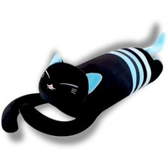 Мягкая игрушка Кот-батон 90 см с голубыми полосками китай