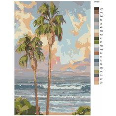 Картина по номерам U-160 "Пальмы на закате" 80x120 см Brushes Paints