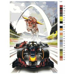 Картина по номерам V-37 "Болид - автомобиль с открытыми колёсами" 80x120 Brushes Paints