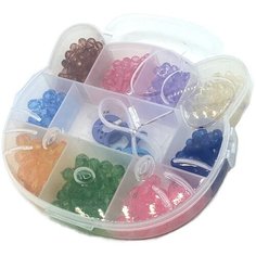 Набор бусин Tukzar Котик, в наборе: пластиковый контейнер, 10 секций, многогранные бусины, фигурные застежки, леска Kwelt