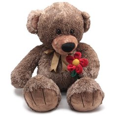 Мягкая игрушка Magic Bear Toys Медведь коричневый с бантом и цветком 50 см.
