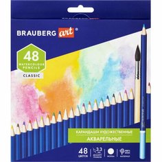 BRAUBERG Карандаши художественные цветные акварельные Art Classic , 48 цветов (181532) разноцветный