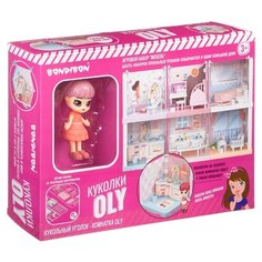 Игровой набор «Мебель» Bondibon, Кукольный уголок (Гостиная 13,5х13,5х13,5 см) и куколка Oly 9,3см,