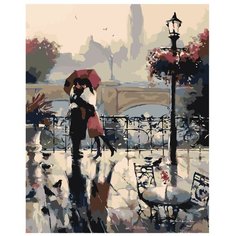 Картина по номерам, "Живопись по номерам", 72 x 90, BH06, постер, прованс, живопись, влюбленные, дождь, Лондон, мост, осень, зонт