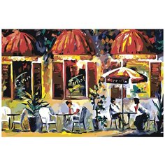 Картина по номерам, "Живопись по номерам", 72 x 108, FR12, городской Пейзаж, ресторан, улица, зонтик, Посетитель
