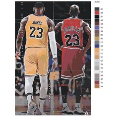 Картина по номерам Z-202 "Баскетболисты Джеймс Леброн (Lakers) и Майкл Джордан (Chicago Bulls)" 40х60 Brushes Paints
