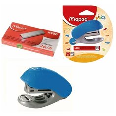 Maped. Степлер детский пластиковый , с встроенным антистепл. +скобы 24/6 и 26/6 арт.404090