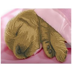 Алмазная мозаика, блестящая "Собачка под пледом", 40х50 см (с подрамником, с частичным заполнением) Рыжий кот