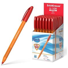ErichKrause Ручка шариковая ErichKrause U-108 Orange Stick 1.0, Ultra Glide Technology, чернила красные