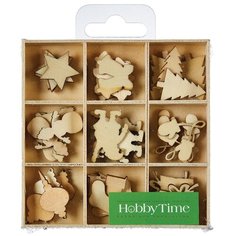 Декор из дерева. Натуральный, Набор №36 "новогодняя ФАНТАЗИЯ-2" В деревянном органайзере, Арт. 2-359/11 Hobby Time