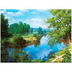 Картина стразами (алмазная мозаика) 30*40см, остров сокровищ "На берегу реки", без подрам, 662407