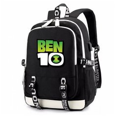 Рюкзак с логотипом Бен 10 (BenTen) черный с USB-портом №1 Noname
