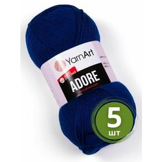 Пряжа YarnArt Adore (Адоре) - 5 мотков 350 синий, 100% акрил антипиллинг, 100 г 280 м