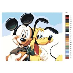 Картина по номерам Т71 "Микки Маус с другом", 70x90 см Brushes Paints