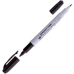 Маркер перманентный двухсторонний Crown "Multi Marker Twin" черный, пулевидный, 2мм/1мм - 12 шт.