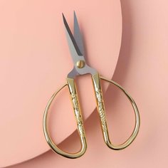 Ножницы для рукоделия, скошенное лезвие, 5", 12,5 см, цвет золотой Miki Market