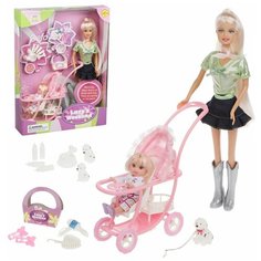 Игровой набор Defa Lusy Маленькая мама, в комплекте 2 куклы, предметов 17шт