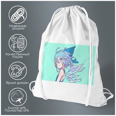 Сумка для обуви CoolPodarok Аниме улыбка голубой цвет