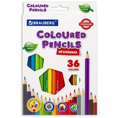 Карандаши цветные BRAUBERG PREMIUM, 36 цветов, шестигранные, грифель мягкий 3,3 мм, 181659