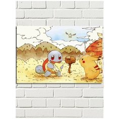 Картина по номерам Аниме Покемоны (Пикачу, Эш, Сквиртл, Бульбазавр, Чармандер) - 7555 Г 60x40