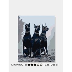 Картина по номерам на холсте "Три добермана" 50х40 Kakadu