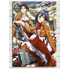 Картина по номерам Аниме атака титанов (Эрен Йегер, Микаса, Леви Аккерман) - 7638 В 60x40