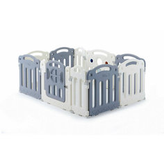 Манеж UNIX Kids "Classic" Grey, серый/белый, 160x120 см, большой детский игровой манеж из пластика с ковриком для дома и улицы