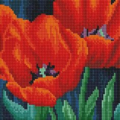 Алмазная мозаика Алые маки 20x20 см. Paintboy