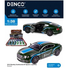 Металлическая машинка Kinsmart 1:38 «2012 Bentley Continental GT Speed с принтом» KT5369DF, инерционная / Зеленый