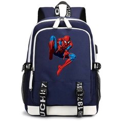 Рюкзак Человек паук (Spider man) синий с USB-портом №3 Noname