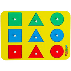 Деревянная рамка-вкладыш "Форма+цвет-1", развивающая игра для малышей по методике Монтессори Woodland