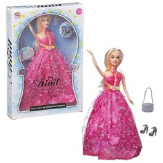 Кукла Junfa Atinil Мой первый бал (в длинном малиновом платье) в наборе c сумочкой и туфельками, 28см