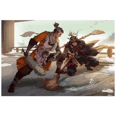 Картина по номерам на холсте игра Sekiro (Волк, Иссин Асина, Гэнитиро Асина) - 8189 Г 60x40
