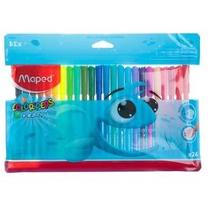 Фломастеры 24 цвета, Maped Color Peps, суперсмываемые, заблокированный пишущий узел, европодвес