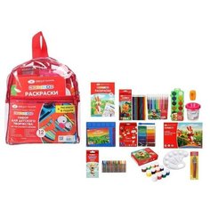 Набор для детского творчества «Цветик», 12 предметов (рисование и лепка) в рюкзаке, раскраска в подарок, ЗХК "Невская палитра"