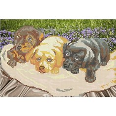 Вышивка бисером картины Три щеночка 34*23см Светлица