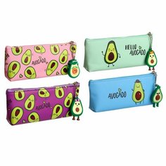 Calligrata Пенал школьный на молнии микс Авокадо, с подвеской