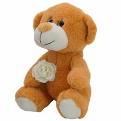 Мягкая игрушка Unaky Soft Toy Медвежонок Сильвестр, 20/25 см, золотой, с белой розой (0913120-212)