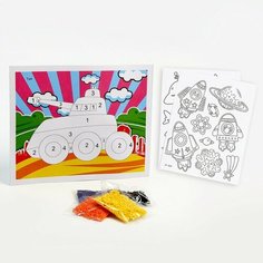 Набор для творчества: аппликация EVA крошкой и раскраска - наклейки «Техника»