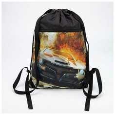 Мешок для обуви, отдел на шнурке, наружный карман, цвет чёрный Sacvoyage