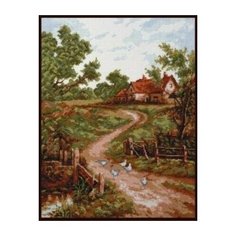 Набор для вышивания крестом Утро в деревне 08.016, 27x34 см. канва, мулине Палитра