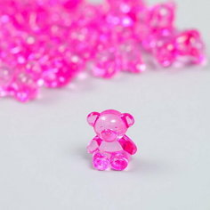 Декор для творчества пластик "Медвежонок" ярко-розовый набор 25 шт 1.8х1.5х1 см Арт Узор