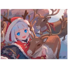 Картина по номерам на холсте Новый Год (Рождество, Дед Мороз, Снегурочка, Аниме) - 7268 Г 30x40