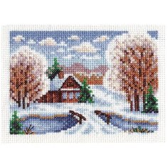 Набор для вышивания "Избушка в снегу", 9x13 см, PANNA