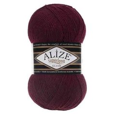 Пряжа Alize Superlana klasik (Суперлана Классик) - 5 мотков Цвет: 57 бордовый 25% шерсть, 75% акрил 100г 280м