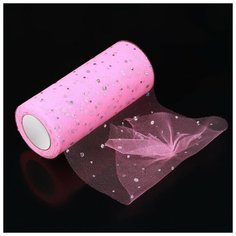 Фатин с блестками, 15 см, 11 1 г/кв. м, 23 1 м, цвет розовый №4./В упаковке шт: 1 Noname