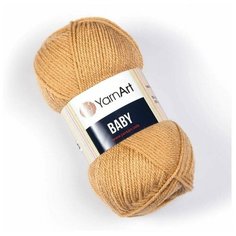 Пряжа для вязания YarnArt Baby (ЯрнАрт Беби) - 3 мотка 805 бежевый, гипоаллергенная для детских изделий, 100% акрил, 150м/50г