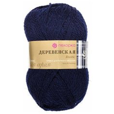Пряжа Пехорка Деревенская 04 темно-синий 100% шерсть 100г 250м 5шт