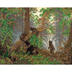 Вышивка бисером картины Утро в сосновом лесу 19*24см Светлица