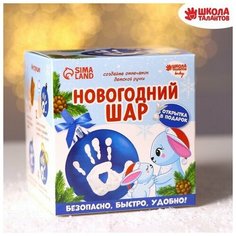 Набор для творчества. Новогодний шар с отпечатком ручки Зайка, голубой Нет бренда